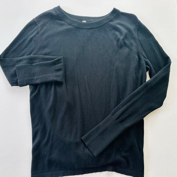 Lululemon Bring It Backbend Sweater Black Size 6 Open Back Tencel Bamboo - Picture 2 of 7